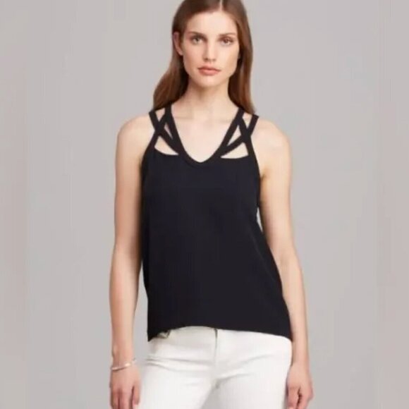 Diane Von Furstenberg Women 100% SILK Top Jessie Blouse Cut Out Strap Sleeveless - Picture 1 of 11